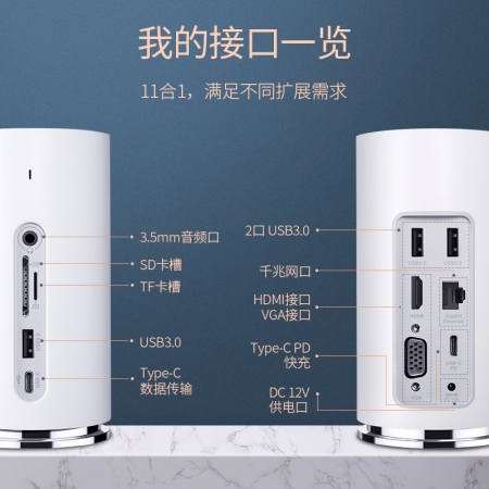 綠聯音響概念款USB-C擴展塢